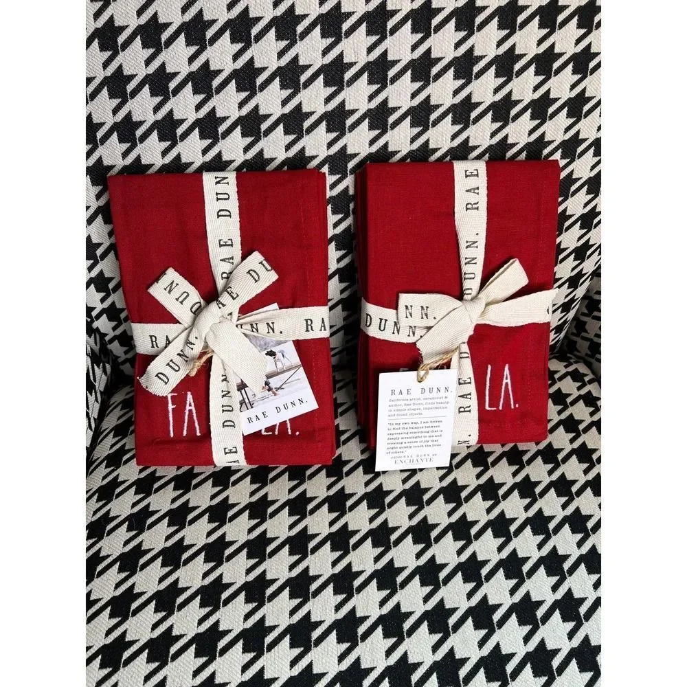 Rae Dunn Red Christmas Napkins- Set of 8